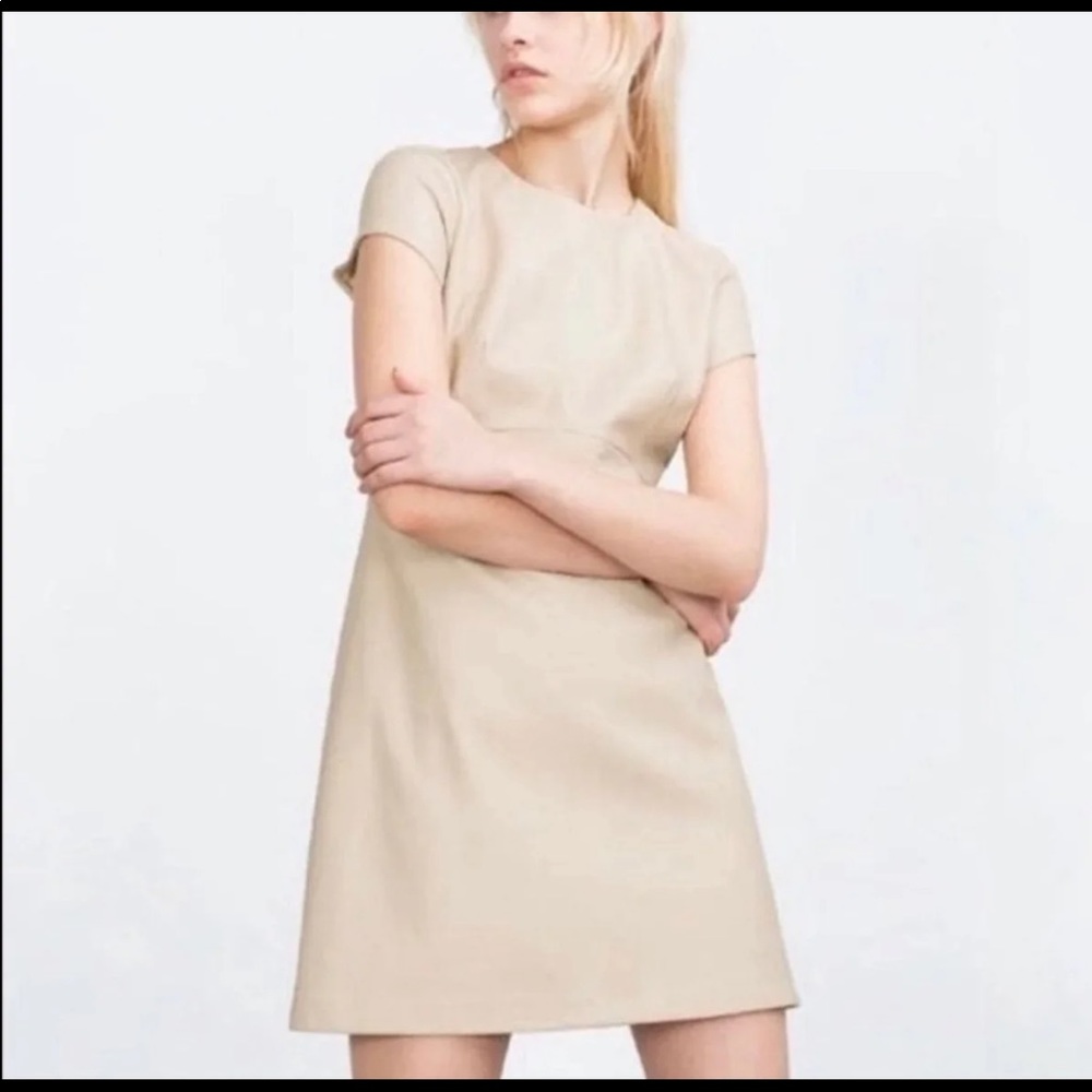 Zara Beige faux leather dress